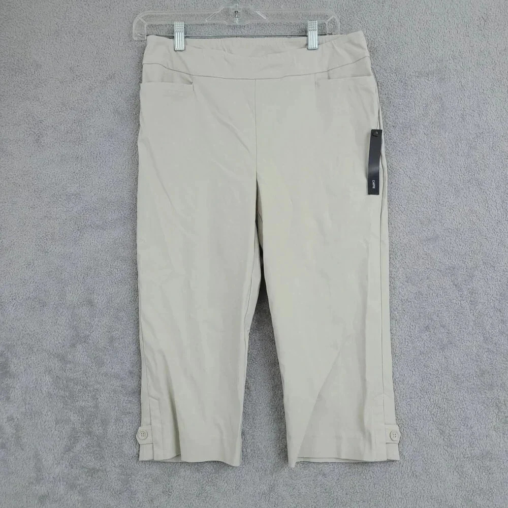 NWT Joseph Ribkoff Beige Capri Pants Size 10 Pull on Stretched  9CT